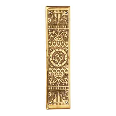 COPPER MOUNTAIN HARDWARE 11 1/4 Inch Eastlake Solid Brass Push Plate (Lacquered Brass Finish)