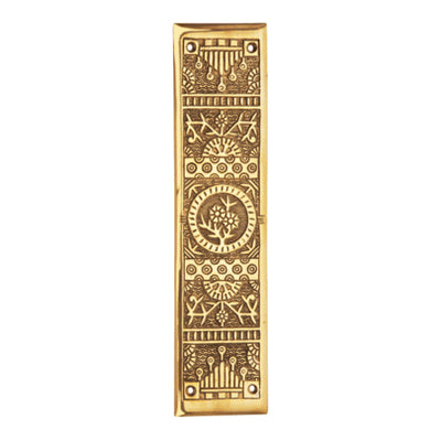 11 1/4 Inch Eastlake Solid Brass Push Plate (Lacquered Brass Finish)