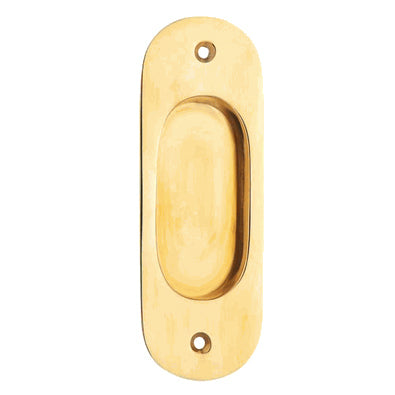 COPPER MOUNTAIN HARDWARE 5 Inch Solid Brass Traditional Style Oval Pocket Door Pull (Polished Brass Finish)