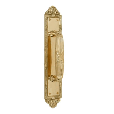 13 3/4 Inch Solid Brass Ribbon & Reed Door Pull (Lacquered Brass Finish)