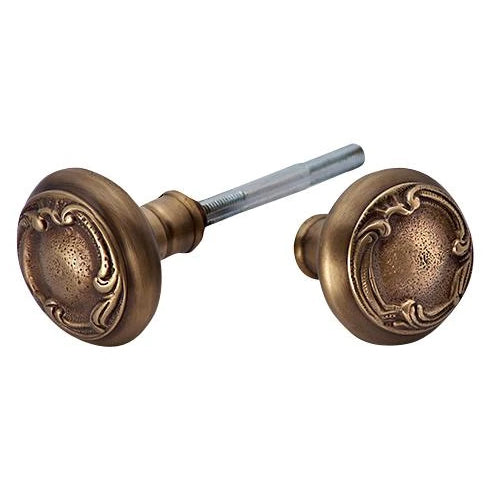 Solid Brass Lafayette Swirl Spare Door Knob Set (Antique Brass)