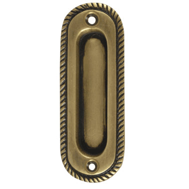 Oval Georgian Roped Solid Brass Pocket Door Pull Antique Brass Finish