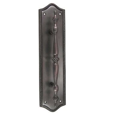 12 Inch Georgian Oval Roped Style Door Pull & Plate (Oil Rubbed Bronze Finish)