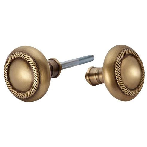 Solid Brass Georgian Roped Spare Door Knob Set (Antique Brass)