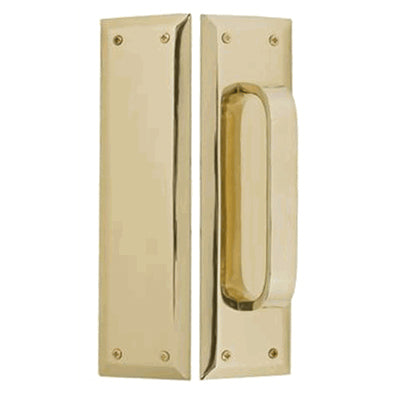 10 Inch Quaker Style Pull and Push Plate Set (Polished Brass Finish)