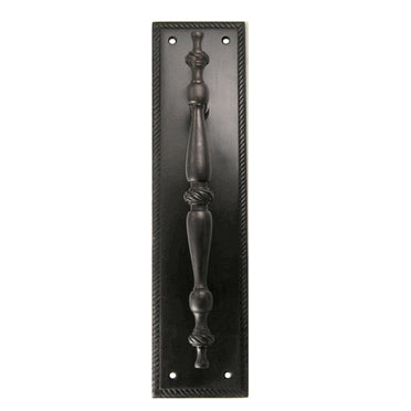 COPPER MOUNTAIN HARDWARE 11 1/2 Inch Solid Brass Georgian Roped Style Door Pull and Plate (Oil Rubbed Bronze Finish)