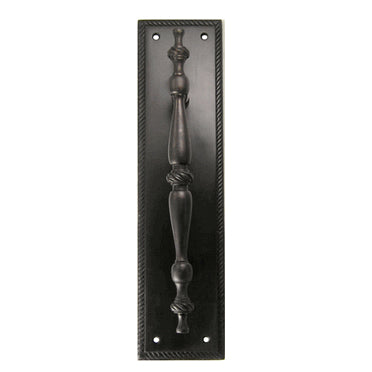 11 1/2 Inch Solid Brass Georgian Roped Style Door Pull and Plate (Oil Rubbed Bronze Finish)