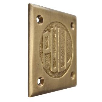 COPPER MOUNTAIN HARDWARE 2 3/4 Inch Brass Classic American "PULL" Plate (Antique Brass Finish)