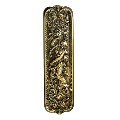 COPPER MOUNTAIN HARDWARE 10 1/4 Inch Solid Brass Italianette Style Push Plate (Antique Brass Finish)