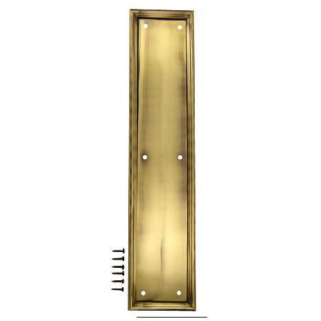 DELTANA 15 Inch Solid Brass Framed Push Plate (Antique Brass Finish)