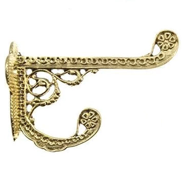 Solid Cast Brass Victorian Eastlake Style Hook (Polished Brass Finish)
