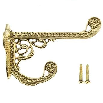 Solid Cast Brass Victorian Eastlake Style Hook (Polished Brass Finish) COPPER MOUNTAIN HARDWARE