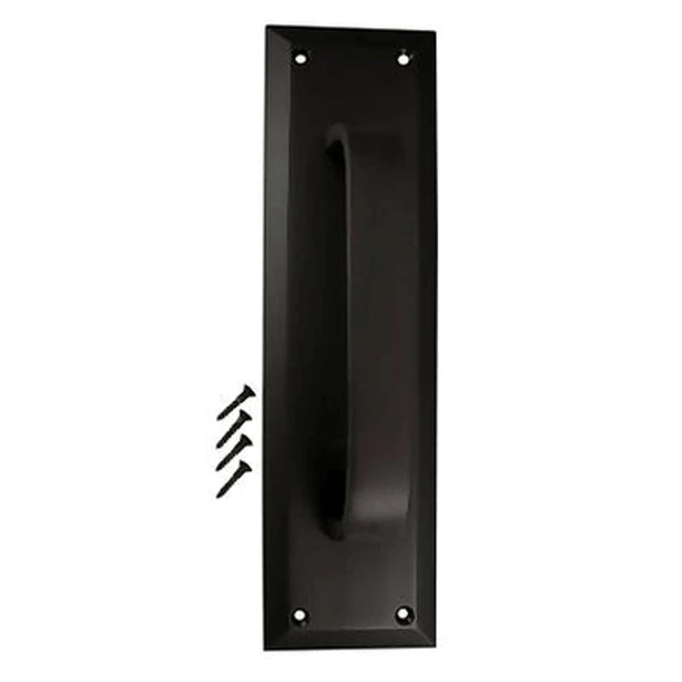 COPPER MOUNTAIN HARDWARE 10 Inch Quaker Style Door Pull Plate (Flat Black)