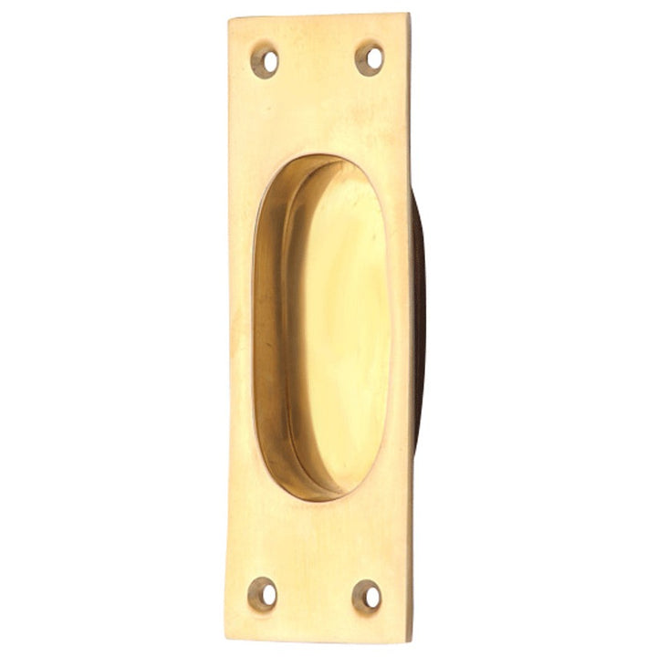 5 Inch Rectangular Traditional Solid Brass Pocket Door Pull or Window Sash Pull (Lacquered Brass Finish) COPPER MOUNTAIN HARDWARE