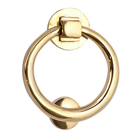 COPPER MOUNTAIN HARDWARE 5 1/2 Inch (3 1/2 Inch c-c) Solid Brass Traditional Ring Door Knocker (Polished Brass Finish)