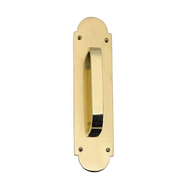 12 Inch Traditional Door Pull & Plate (Lacquered Brass Finish)