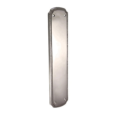 COPPER MOUNTAIN HARDWARE 11 1/2 Inch Solid Brass Beaded Push & Plate (Brushed Nickel Finish)