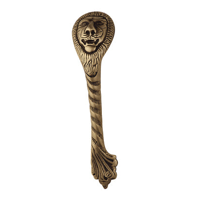 10 Inch Ornate Lion's Head Door Pull (Antique Brass Finish)