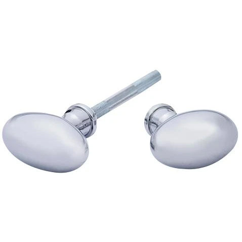 Solid Brass Egg Door Knobs Spare Set with Spindle (Polished Chrome)
