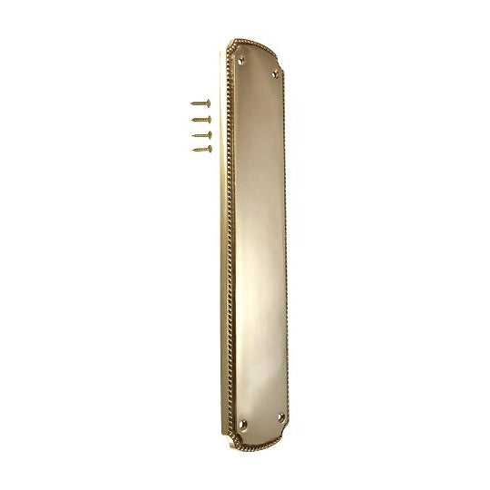 COPPER MOUNTAIN HARDWARE 11 1/2 Inch Solid Brass Beaded Push & Plate (Lacquered Brass Finish)