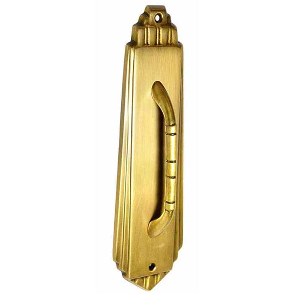 9 Inch Tall Art Deco Style Brass Pull Plate (Polished Brass Finish) COPPER MOUNTAIN HARDWARE