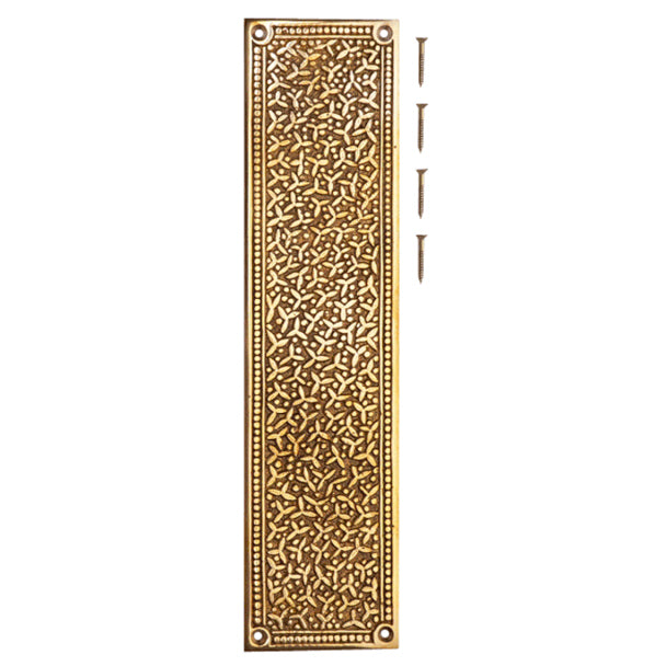 COPPER MOUNTAIN HARDWARE 12 Inch Solid Brass Rice Pattern Push Plate (Lacquered Brass Finish)