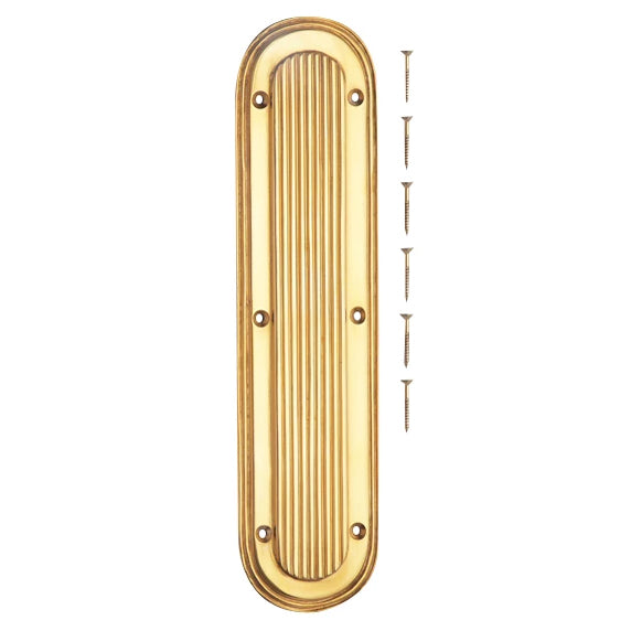 COPPER MOUNTAIN HARDWARE 10 1/2 Inch Classic Art Deco Solid Brass Push Plate (Polished Brass Finish)