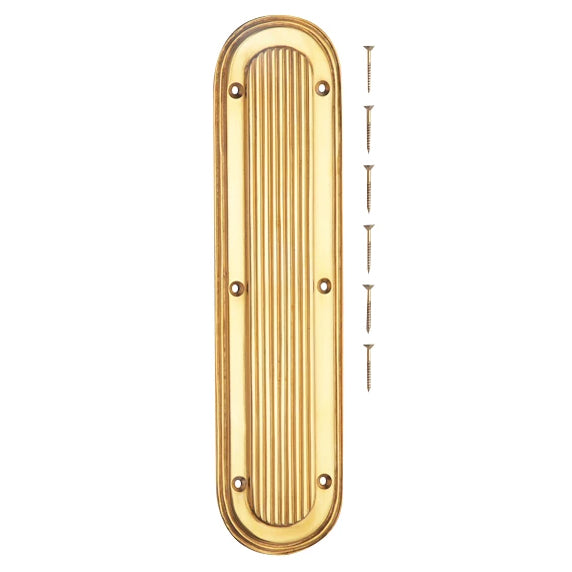 10 1/2 Inch Classic Art Deco Solid Brass Push Plate (Polished Brass Finish)