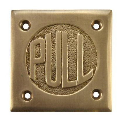 COPPER MOUNTAIN HARDWARE 2 3/4 Inch Brass Classic American "PULL" Plate (Antique Brass Finish)