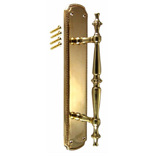 COPPER MOUNTAIN HARDWARE 11 1/2 Inch Solid Brass Beaded Door Pull (Antique Brass Finish)