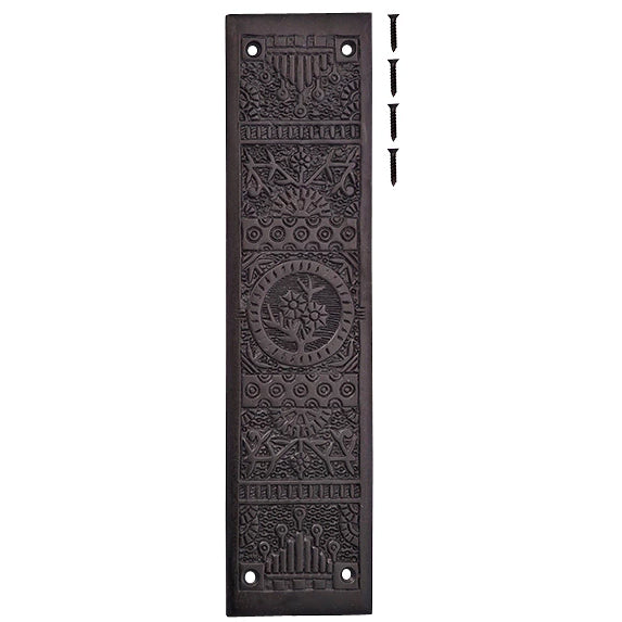 COPPER MOUNTAIN HARDWARE 11 1/4 Inch Eastlake Solid Brass Push Plate (Oil Rubbed Bronze Finish)