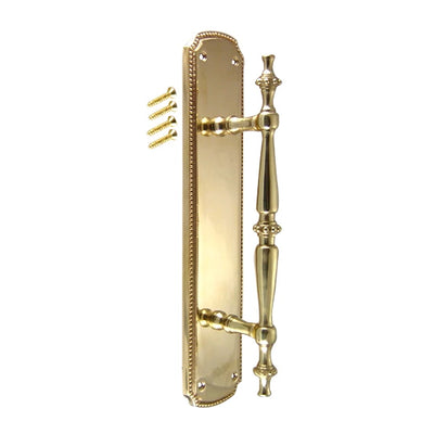 11 1/2 Inch Solid Brass Beaded Door Pull (Polished Brass Finish)