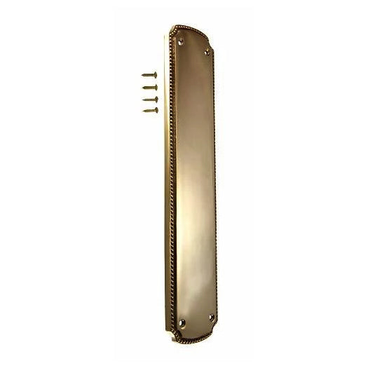 COPPER MOUNTAIN HARDWARE 11 1/2 Inch Solid Brass Beaded Push & Plate (Antique Brass Finish)