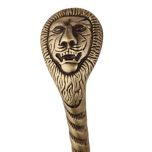 10 Inch Ornate Lion's Head Door Pull (Antique Brass Finish)