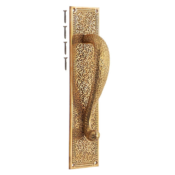 12 Inch Solid Brass Rice Pattern Door Pull (Polished Brass Finish)