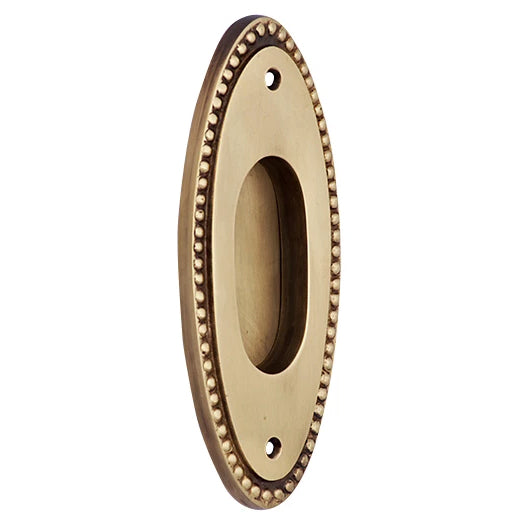 5 7/8 Inch Solid Brass Oval Beaded Door Pull (Antique Brass Finish)