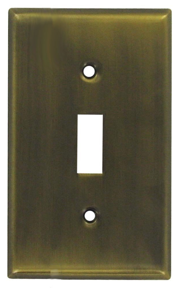 4 1/2 Inch Solid Brass Traditional Switch Plate (Antique Brass Finish)