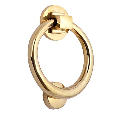 5 1/2 Inch (3 1/2 Inch c-c) Solid Brass Traditional Ring Door Knocker (Polished Brass Finish)
