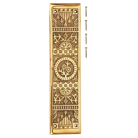 COPPER MOUNTAIN HARDWARE 11 1/4 Inch Eastlake Solid Brass Push Plate (Polished Brass Finish)