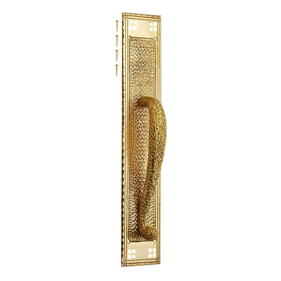 18 Inch Craftsman Style Door Pull & Plate (Polished Brass Finish)