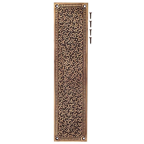 12 Inch Solid Brass Rice Pattern Push Plate  (Antique Brass Finish)