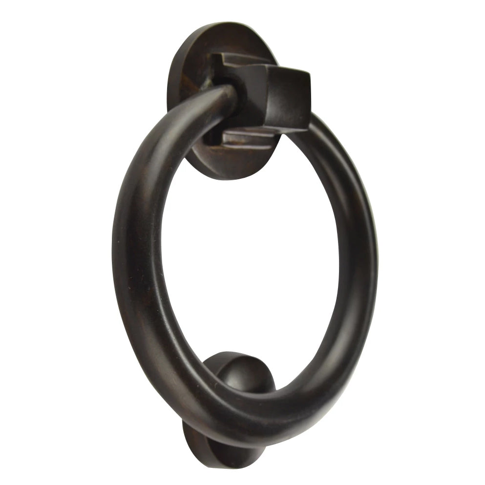 5 1/2 Inch (3 1/2 Inch c-c) Solid Brass Traditional Ring Door Knocker (Oil Rubbed Bronze Finish)