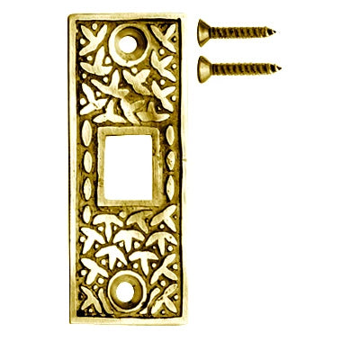 2 1/4 Inch Solid Brass Rice Pattern Pocket Door Strike Plate (Polished Brass Finish) COPPER MOUNTAIN HARDWARE