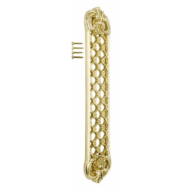 COPPER MOUNTAIN HARDWARE 12 Inch Solid Brass Finger Push Plate: Trellis Lattice Work (Lacquered Brass Finish)