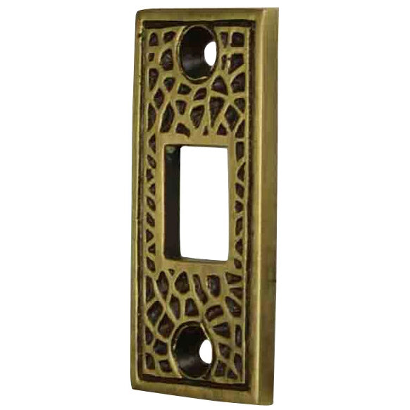 Solid Brass Craftsman Pocket Door Strike Plate (Antique Brass Finish) COPPER MOUNTAIN HARDWARE