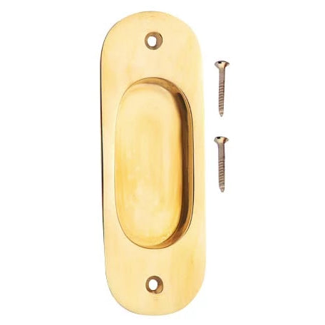 COPPER MOUNTAIN HARDWARE 5 Inch Solid Brass Traditional Style Oval Pocket Door Pull (Polished Brass Finish)