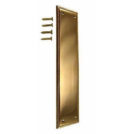 COPPER MOUNTAIN HARDWARE 11 1/2 Inch Georgian Roped Style Door Push Plate (Antique Brass Finish)