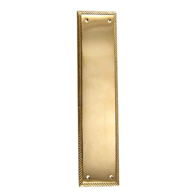 COPPER MOUNTAIN HARDWARE 11 1/2 Inch Georgian Roped Style Door Push Plate (Polished Brass Finish)