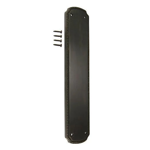 COPPER MOUNTAIN HARDWARE 11 1/2 Inch Solid Brass Beaded Push & Plate (Oil Rubbed Bronze Finish)