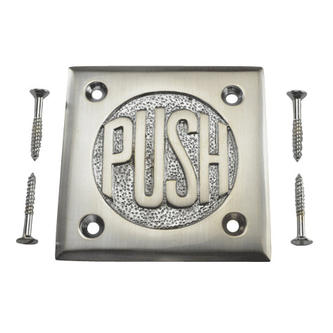 COPPER MOUNTAIN HARDWARE 2 3/4 Inch Brass Classic American "PUSH" Plate (Brushed Nickel Finish)